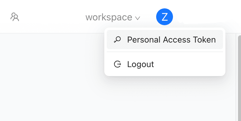 Upper-right AIDX user menu with Personal Access Token and Logout options.